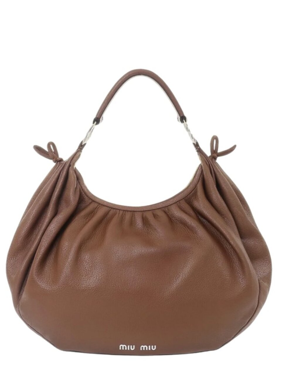 MIU MIU VITELLO BOW LEATHER HOBO BAG